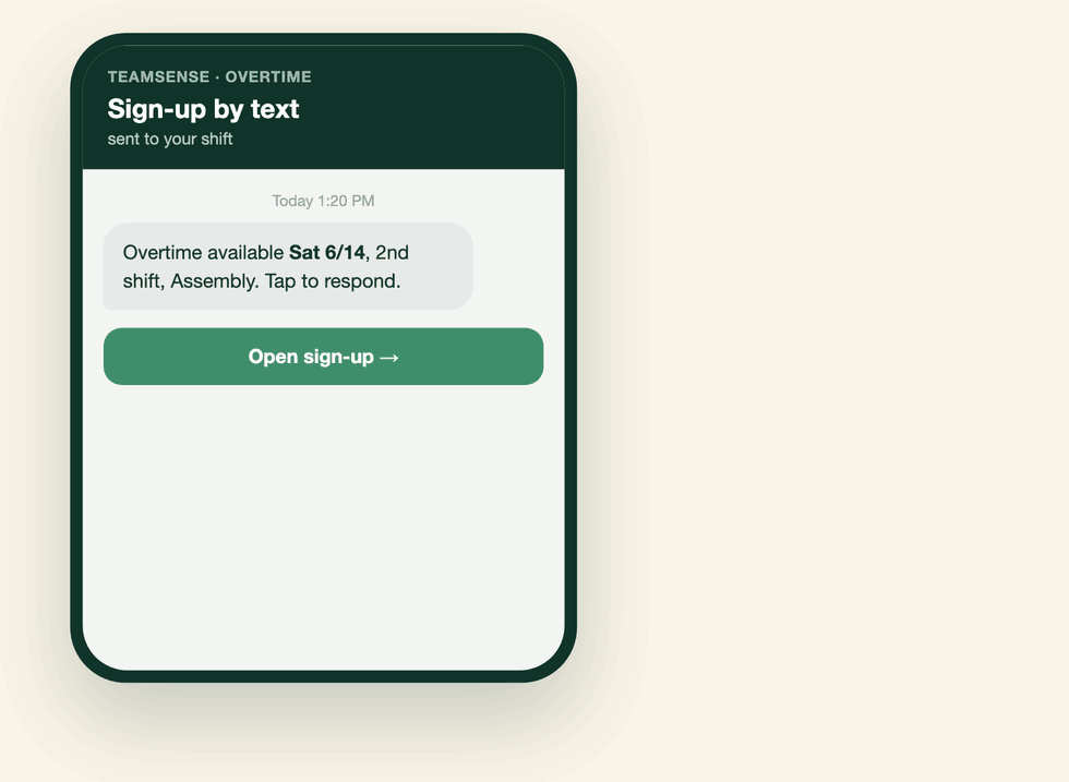 Send Workflows by text. They tap. It's already routed.